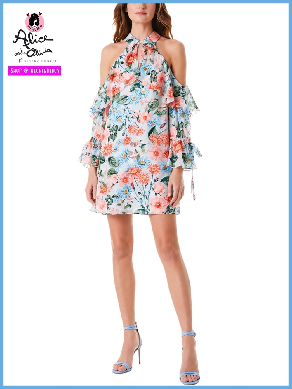 Alice + Olivia Blayne Floral Chiffon Mini Dress